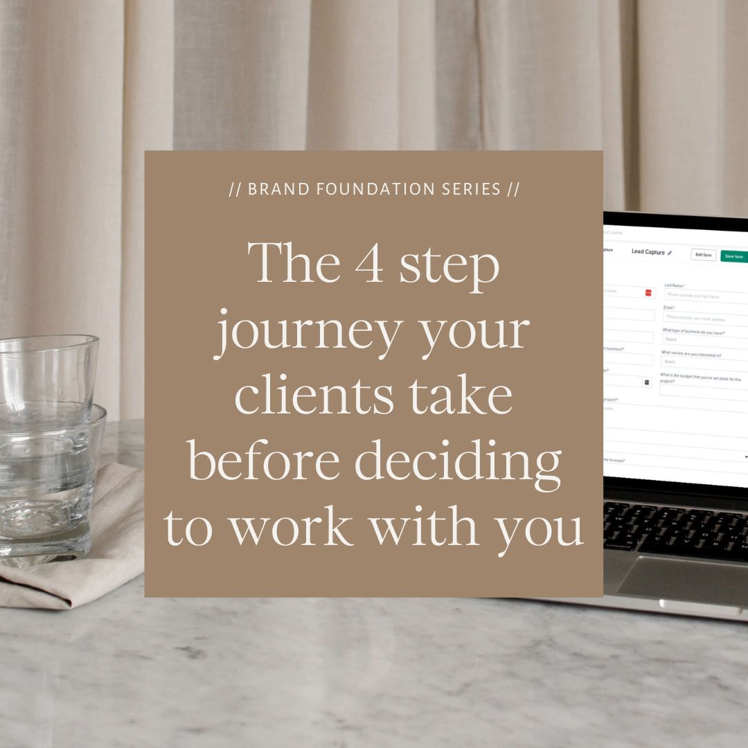 The 4 step journey your clients take before deciding to work with you by the Streamlined Creative by Stephanie Taale - Business Coach, Client Experience and Systems Strategist for designers