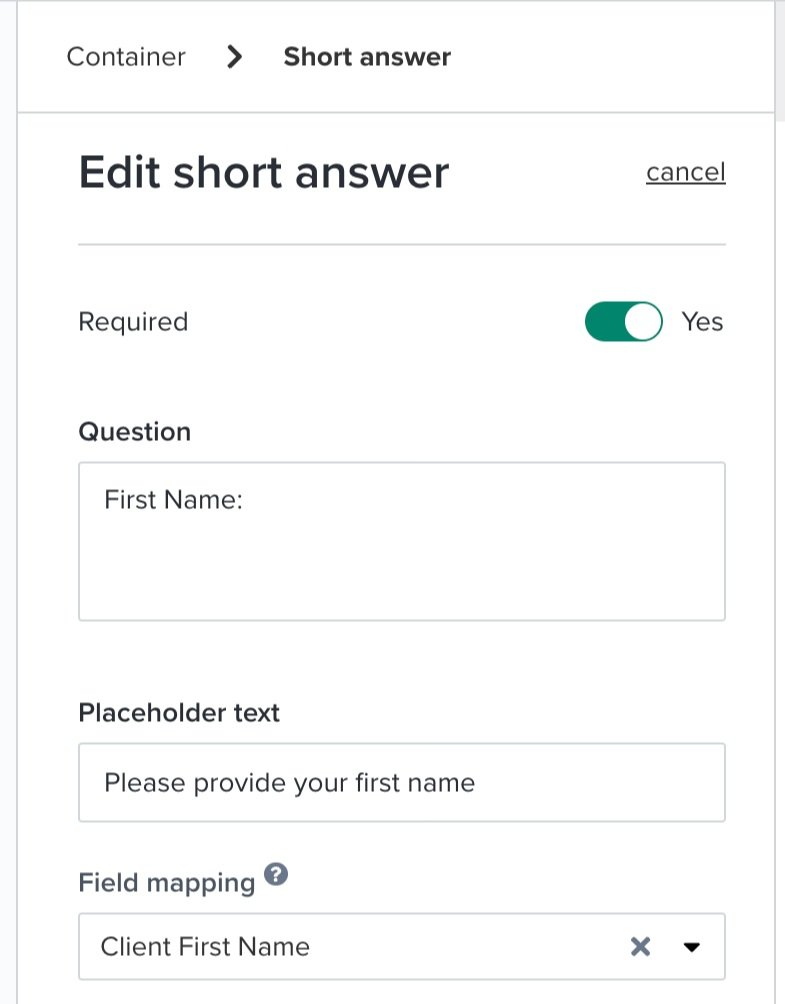 Screenshot of how Dubsado uses information from the contact form, by using mapped fields, to create the client profile by The Streamlined Creative