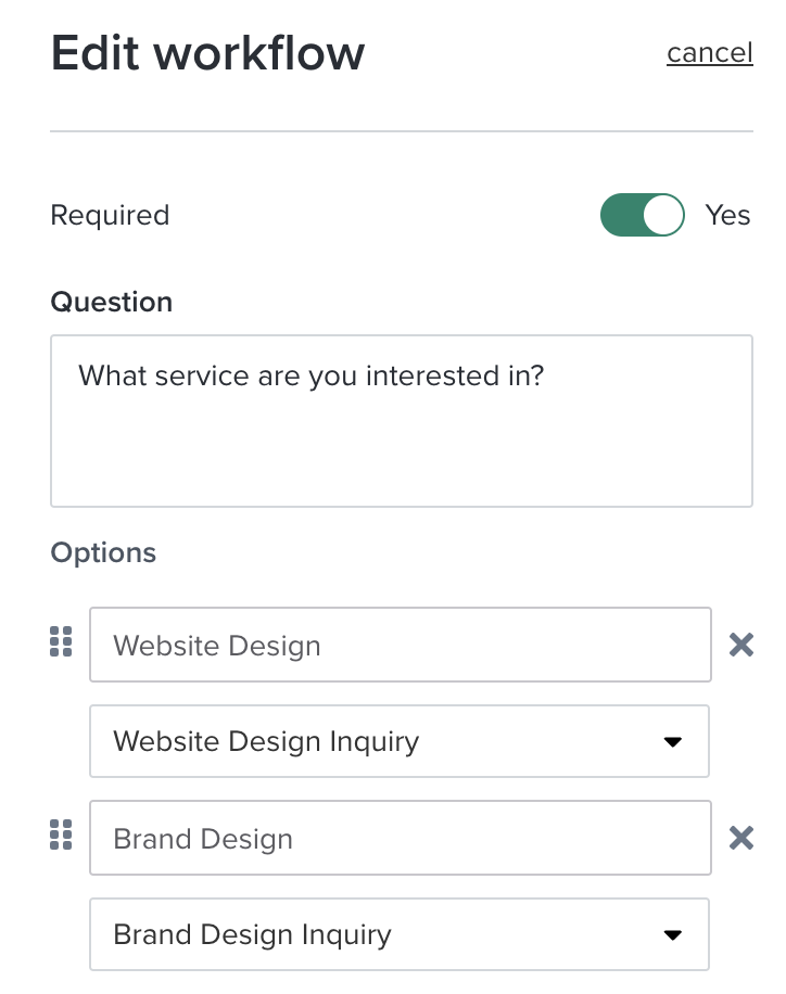 Screenshot of how to connect a workflow to a service in Dubsado by using the workflow field by The Streamlined Creative