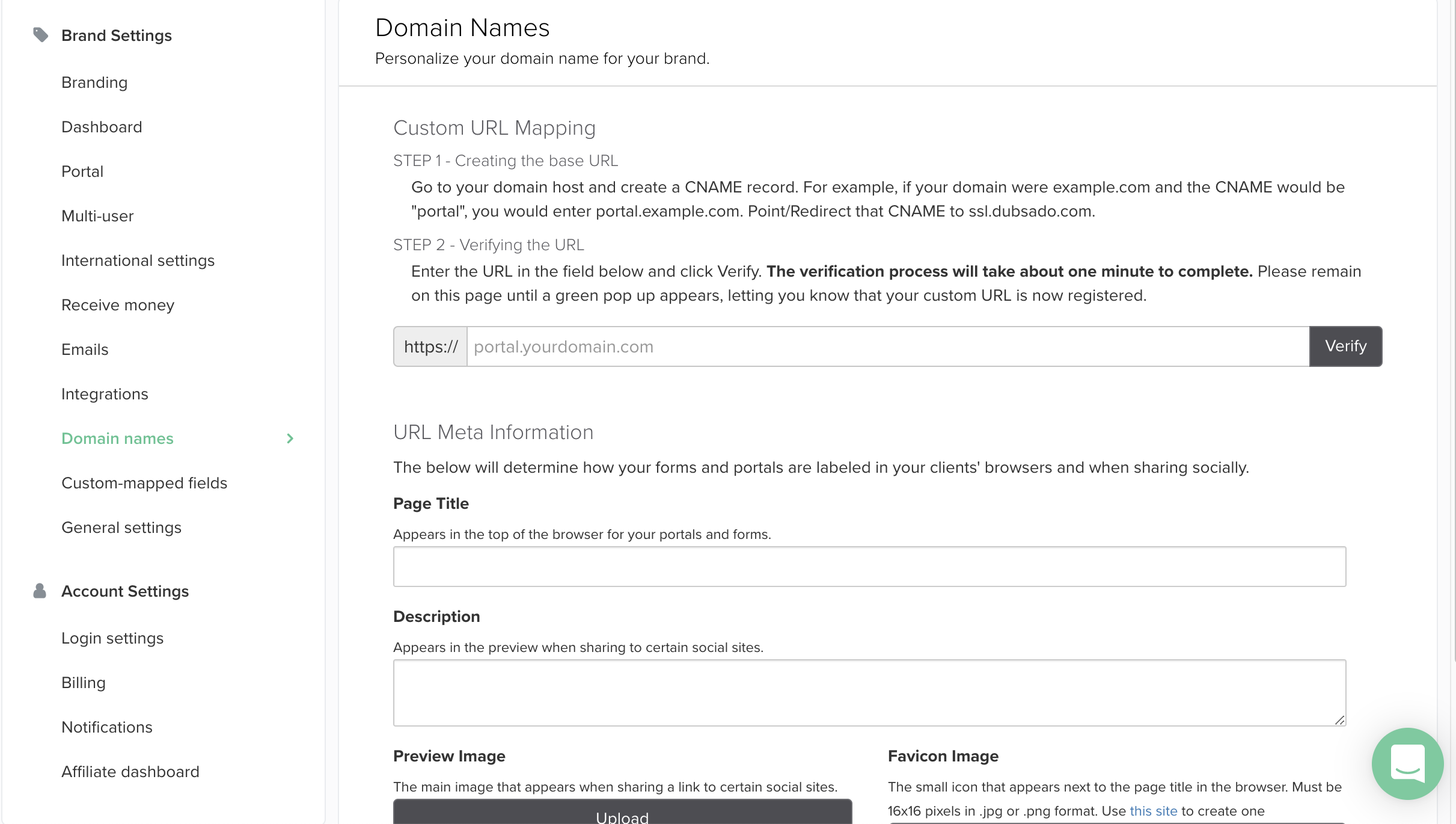 Screenshot Domain Names Dubsado by Flourish Online Management