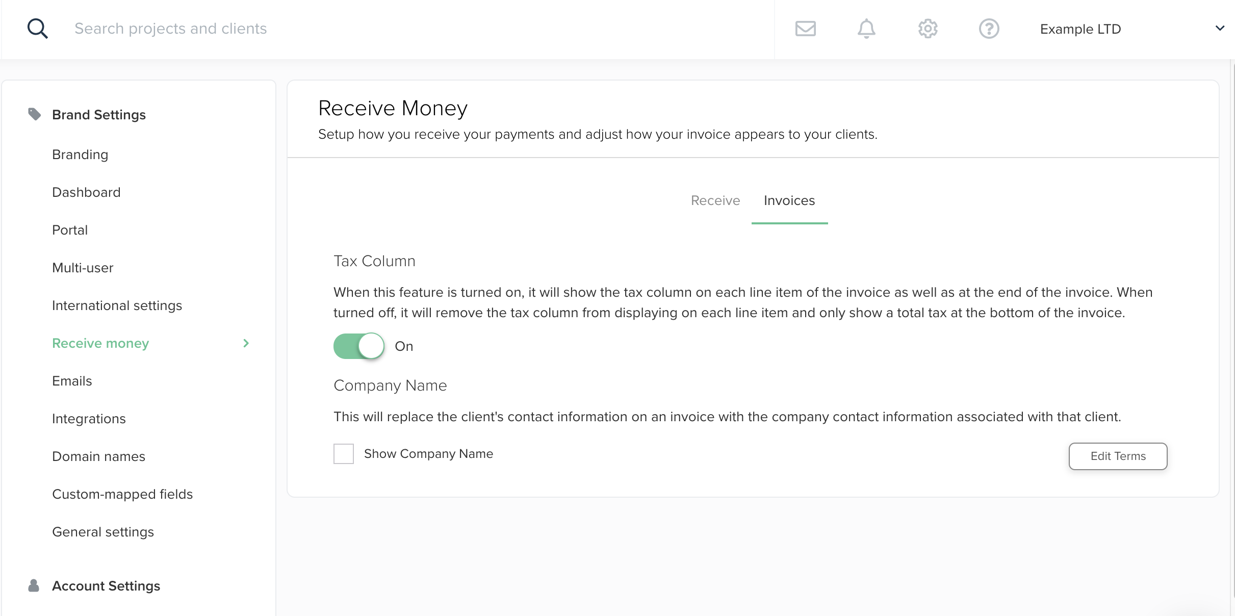 Screenshot Dubsado Receive money invoices by Flourish Online Management