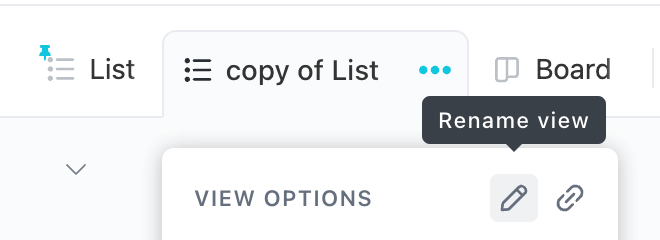 Screenshot of ClickUp about how to rename a view by Flourish Online Management