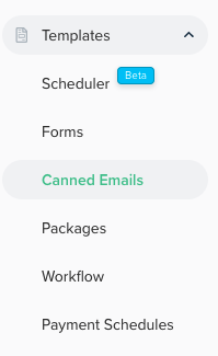 Screenshot Dubsado Canned emails by Flourish Online Management