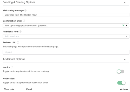 Screenshot Dubsado Scheduler Sending _ sharing options by Flourish Online Management