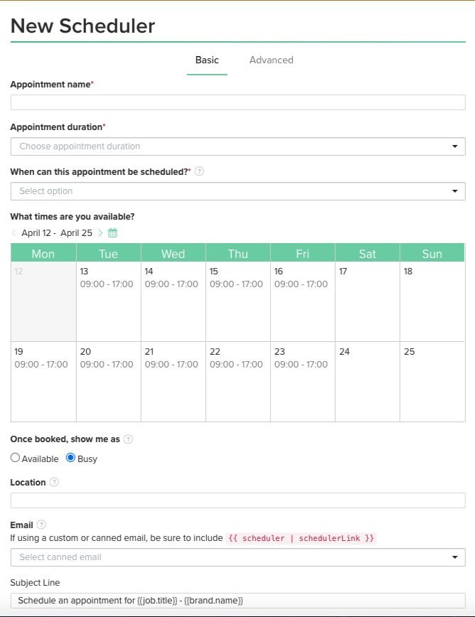 Screenshot how to create a Dubsado Scheduler template by Flourish Online Management