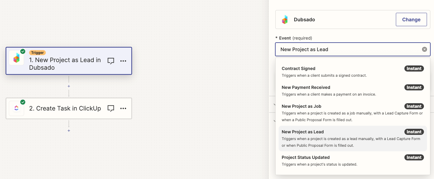 How to connect Dubsado with ClickUp through Zapier - Dubsado vs ClickUp for Designers by Flourish Online Management - Business Coach for Designers